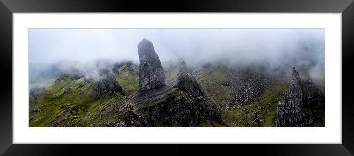 Old Man of Storr in the mist Isle of Skye Scotland black and whi Framed Mounted Print by Sonny Ryse