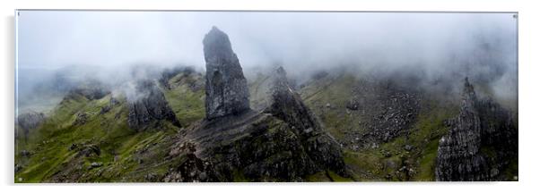 Old Man of Storr in the mist Isle of Skye Scotland black and whi Acrylic by Sonny Ryse