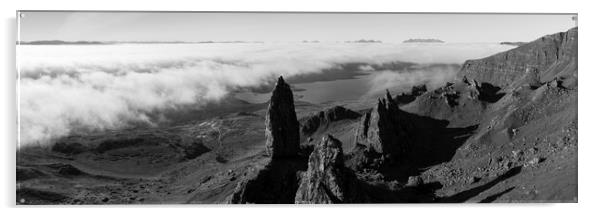 Old Man of Storr Isle of Skye Scotland Black and white 2 Acrylic by Sonny Ryse