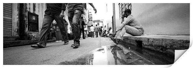 Little India street scene black and white Singapore. 3 Print by Sonny Ryse