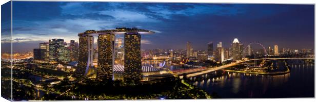 Singapore aerial cityscape at night Canvas Print by Sonny Ryse