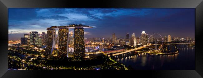 Singapore aerial cityscape at night Framed Print by Sonny Ryse