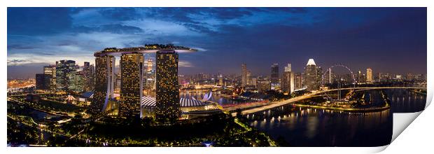 Singapore aerial cityscape at night Print by Sonny Ryse