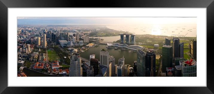 Singapore aerial cityscape sunrise Framed Mounted Print by Sonny Ryse