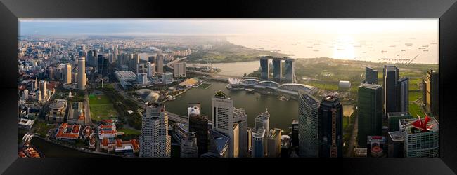 Singapore aerial cityscape sunrise Framed Print by Sonny Ryse