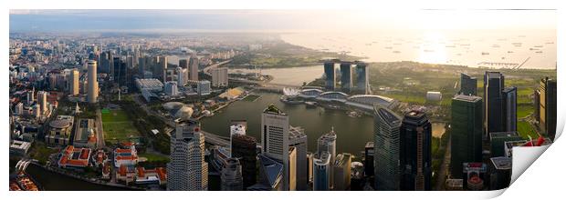 Singapore aerial cityscape sunrise Print by Sonny Ryse