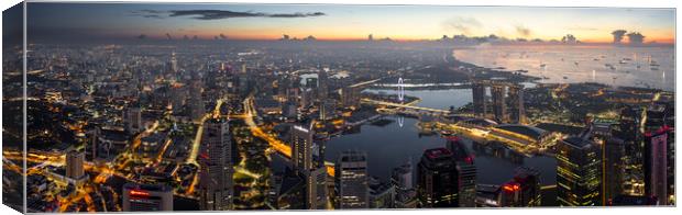 Singapore cityscape aerial at sunrise Canvas Print by Sonny Ryse