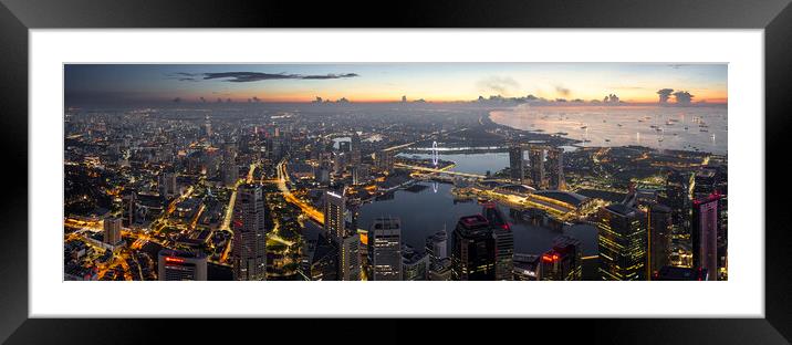Singapore cityscape aerial at sunrise Framed Mounted Print by Sonny Ryse