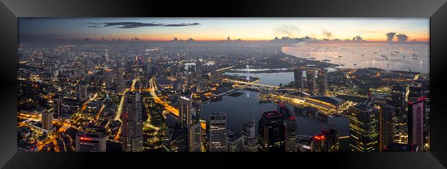 Singapore cityscape aerial at sunrise Framed Print by Sonny Ryse