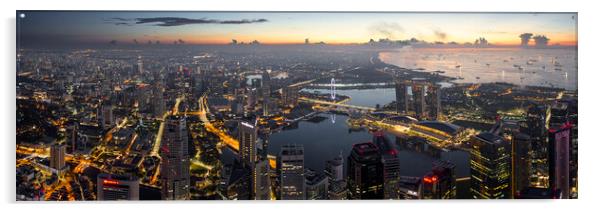 Singapore cityscape aerial at sunrise Acrylic by Sonny Ryse