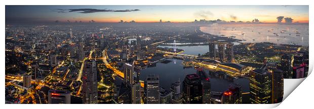 Singapore cityscape aerial at sunrise Print by Sonny Ryse