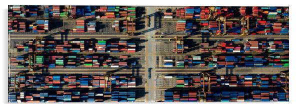 Singapore docks from above Acrylic by Sonny Ryse
