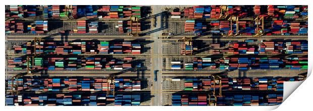 Singapore docks from above Print by Sonny Ryse