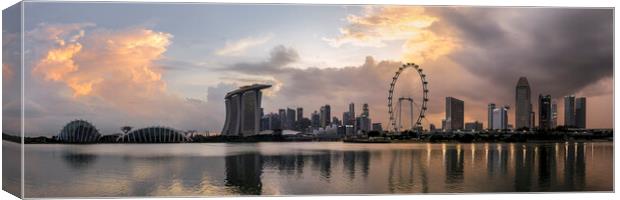 Singapore east marina bay skyline sunset Canvas Print by Sonny Ryse