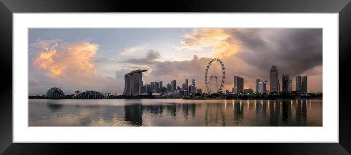Singapore east marina bay skyline sunset Framed Mounted Print by Sonny Ryse