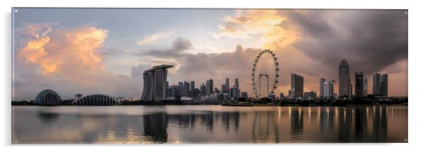 Singapore east marina bay skyline sunset Acrylic by Sonny Ryse