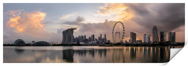 Singapore east marina bay skyline sunset Print by Sonny Ryse