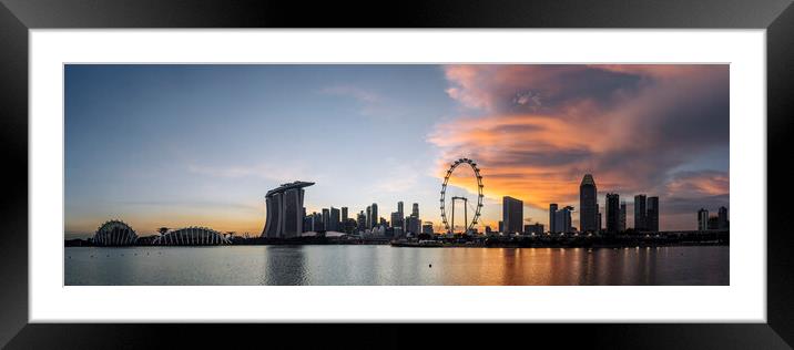 Singapore Skyline at sunset Framed Mounted Print by Sonny Ryse