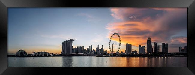 Singapore Skyline at sunset Framed Print by Sonny Ryse