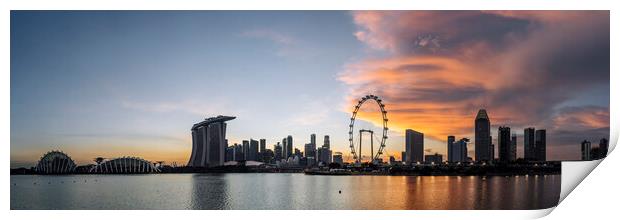 Singapore Skyline at sunset Print by Sonny Ryse