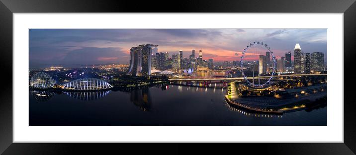 Singapore Skyline sunset aerial 2 Framed Mounted Print by Sonny Ryse