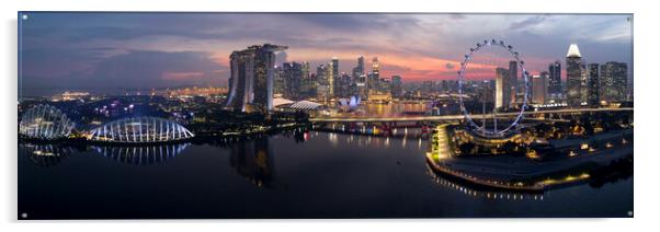 Singapore Skyline sunset aerial 2 Acrylic by Sonny Ryse