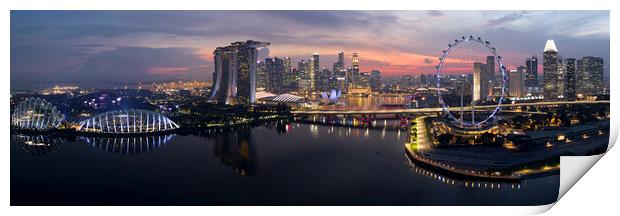 Singapore Skyline sunset aerial 2 Print by Sonny Ryse