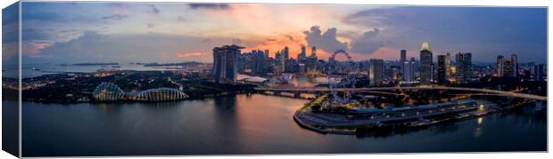 Singapore Skyline sunset aerial Canvas Print by Sonny Ryse