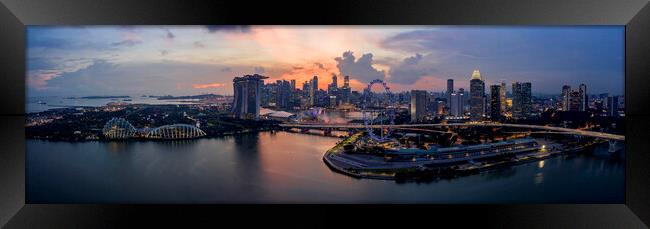 Singapore Skyline sunset aerial Framed Print by Sonny Ryse