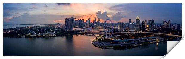 Singapore Skyline sunset aerial Print by Sonny Ryse