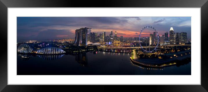Singapore Skyline sunset aerial Framed Mounted Print by Sonny Ryse