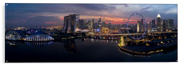 Singapore Skyline sunset aerial Acrylic by Sonny Ryse