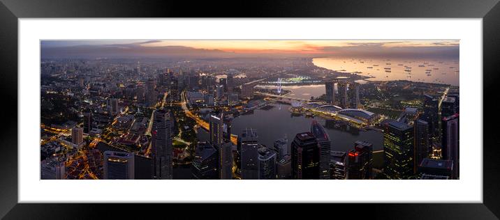Singapore sunrise aerial Framed Mounted Print by Sonny Ryse
