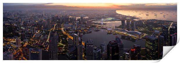 Singapore sunrise aerial Print by Sonny Ryse