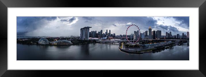 Stormy singapore Skyline super wide Framed Mounted Print by Sonny Ryse