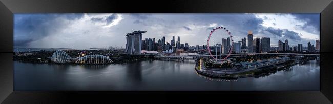 Stormy singapore Skyline super wide Framed Print by Sonny Ryse