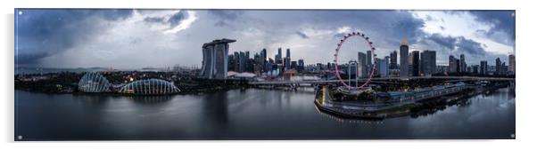 Stormy singapore Skyline super wide Acrylic by Sonny Ryse