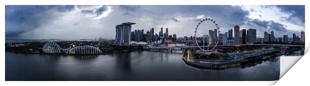 Stormy singapore Skyline super wide Print by Sonny Ryse