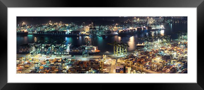Singapore Tanjong Pagar Docks at night 2 Framed Mounted Print by Sonny Ryse