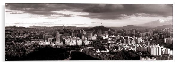 Seoul Cityscape Black and white Acrylic by Sonny Ryse