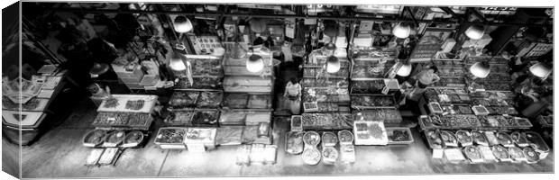 Seoul Fish market south korea black and white 2 Canvas Print by Sonny Ryse