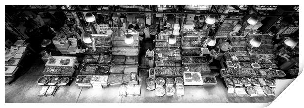 Seoul Fish market south korea black and white 2 Print by Sonny Ryse