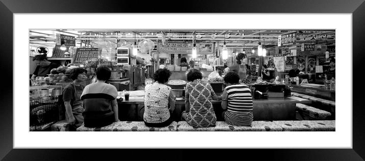 Seoul food market south Koea black and white Framed Mounted Print by Sonny Ryse