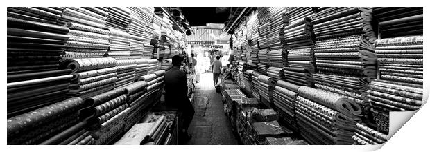 Seoul street vendor black and white Print by Sonny Ryse