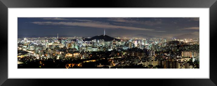 Seoud Cityscape at night south korea Framed Mounted Print by Sonny Ryse