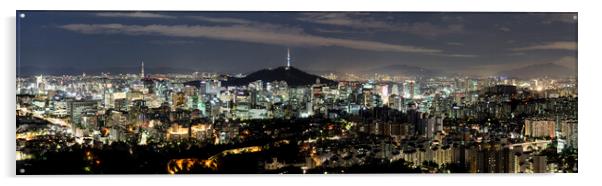 Seoud Cityscape at night south korea Acrylic by Sonny Ryse