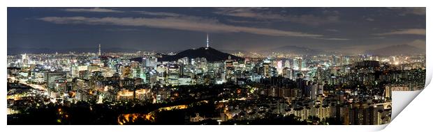 Seoud Cityscape at night south korea Print by Sonny Ryse