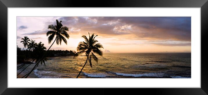 Sri Lanka beach and palm trees sunset Framed Mounted Print by Sonny Ryse