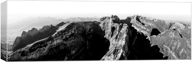 Hoher Kasten swizerland black and white mountains Canvas Print by Sonny Ryse