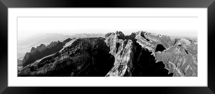 Hoher Kasten swizerland black and white mountains Framed Mounted Print by Sonny Ryse